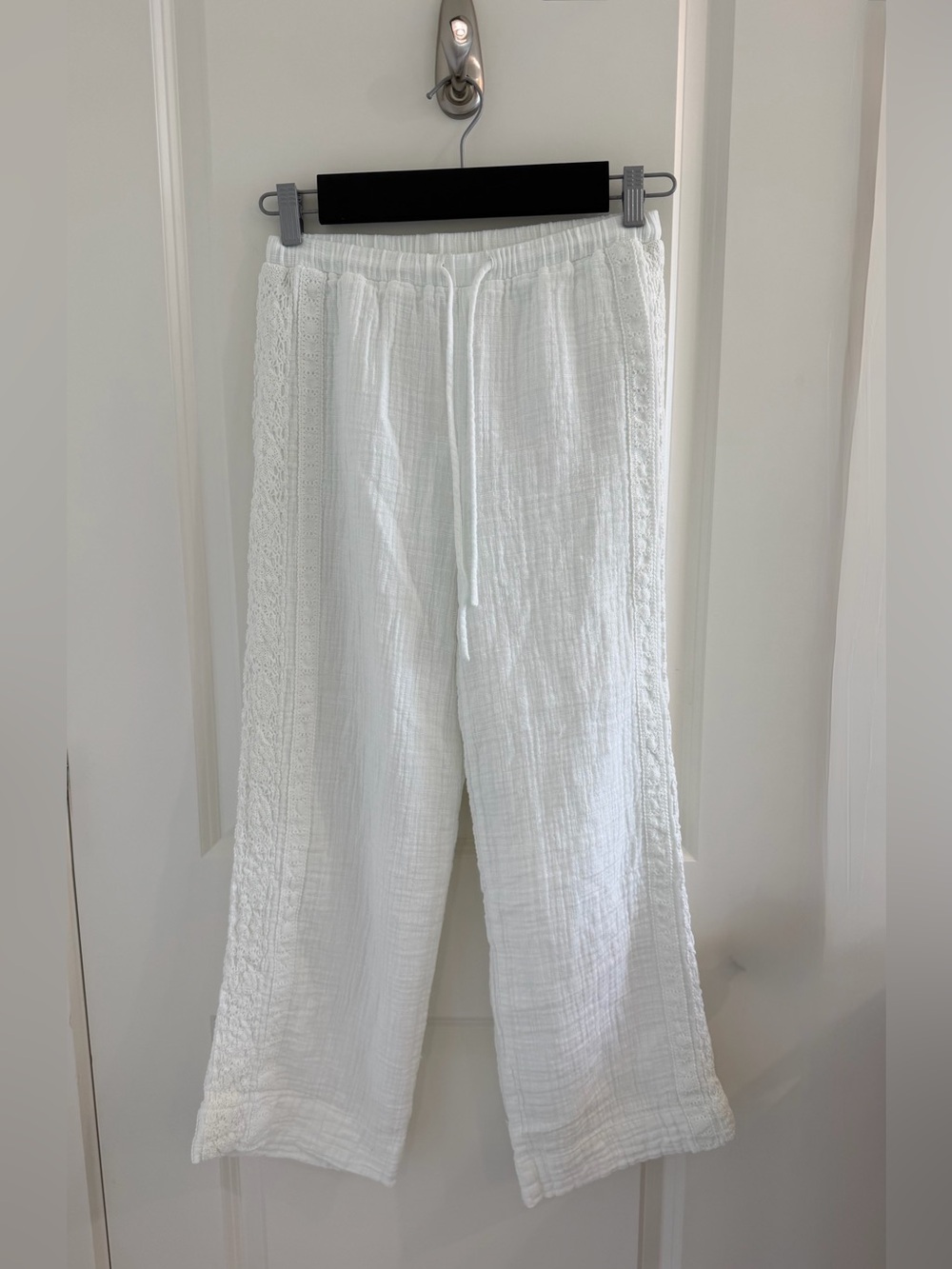 Altar'd State White Gauze Elastic-Waist Drawstring Pants